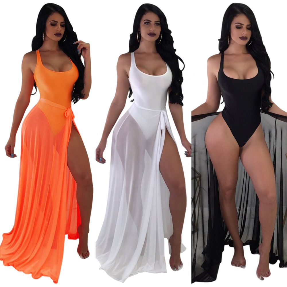 Plus Size Mesh One Piece Swimwear Sexy Cutout Bikini Beach Wear Women