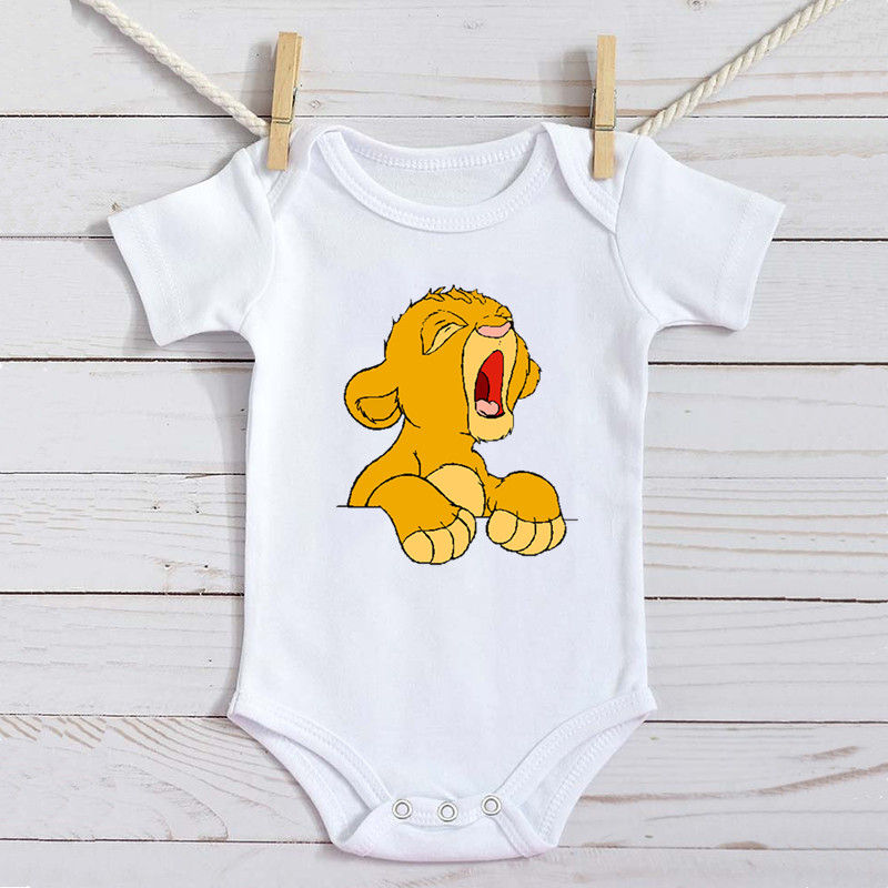 Thumbnail: Baby Cartoon Simba Cotton Romper – Lion King Summer Bodysuit
