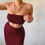 Thumbnail: Elegant Strapless Two-Piece Set with Tube Crop Top and Maxi Skirt