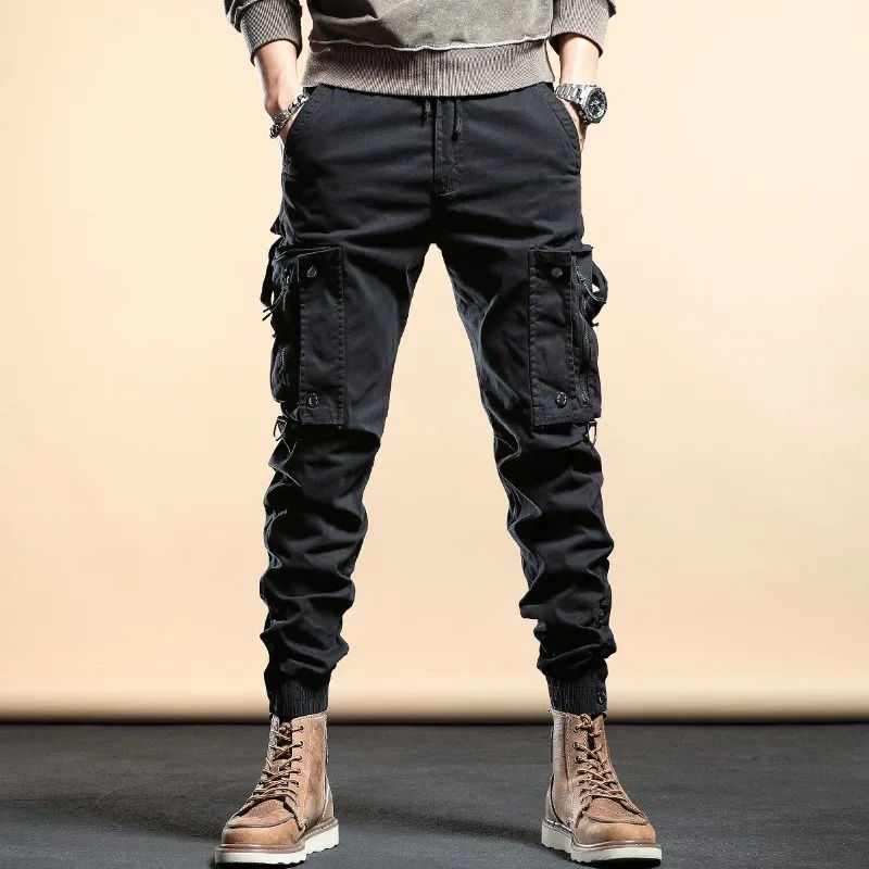 Thumbnail: Men’s Vintage Casual Pants – Loose Fit, Straight Leg, Multi-Pocket Design