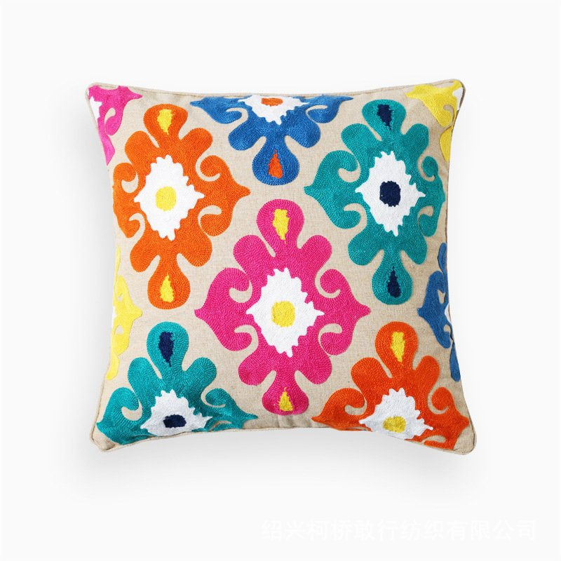 Thumbnail: Moroccan Embroidered Cushion Pillow Cover Handmade for Sofa & Bed