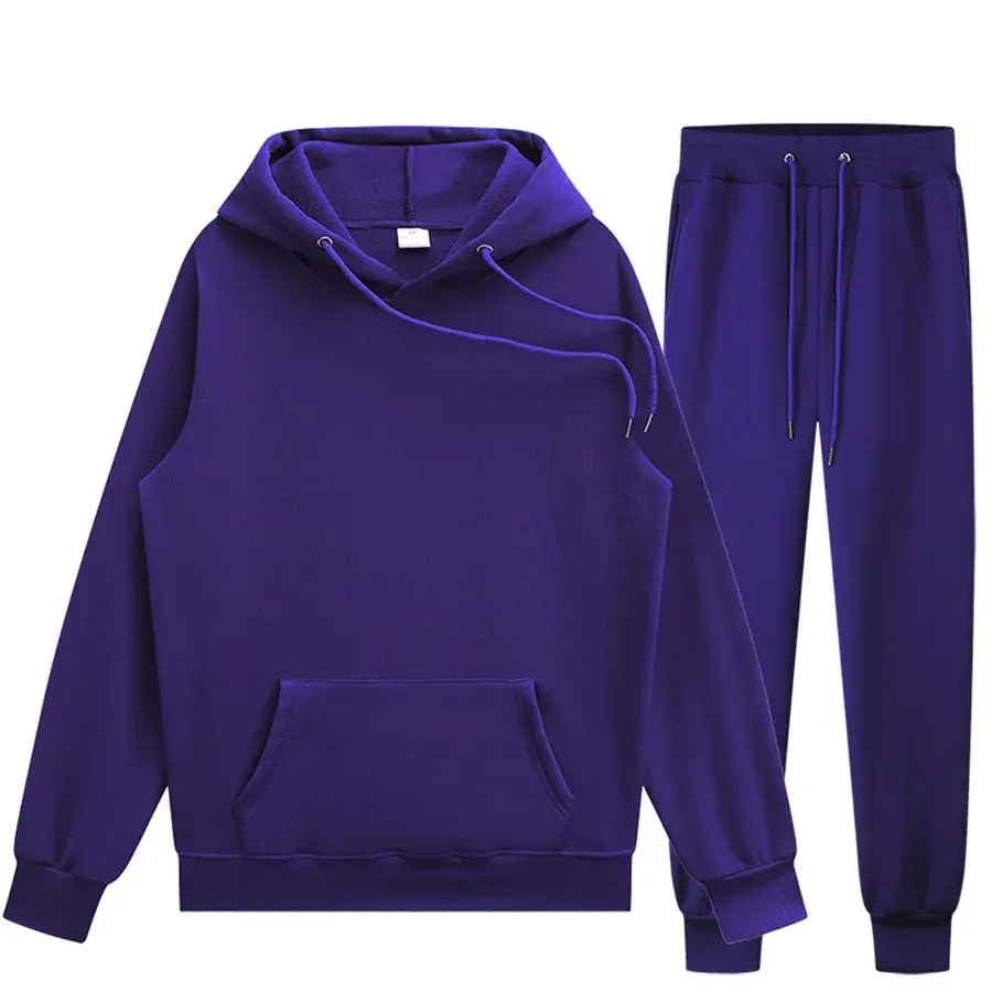 Thumbnail: Custom Logo Track Suit 2 Piece Set Pullover Sweatpants and Hoodie Set Unisex