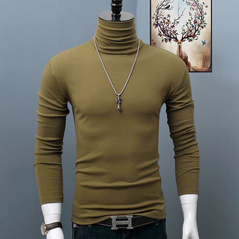 Thumbnail: Men's Dark Red Turtleneck Long Sleeve Stretch Tee