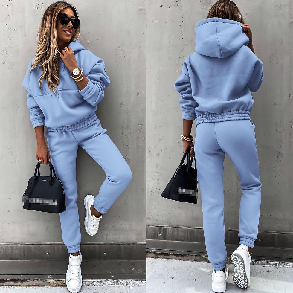 Thumbnail: Winter Tracksuit Two-Piece Set – Hooded Pullover Top & Full-Length Pants