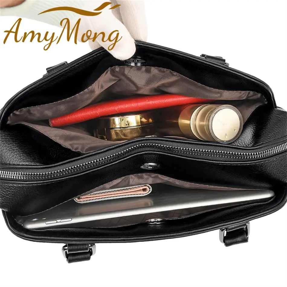Thumbnail: Multi‑Pocket PU Leather Tote & Shoulder Bag for Women