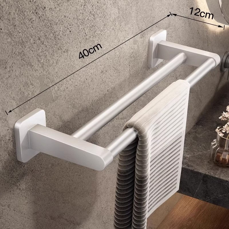 Thumbnail: Modern Bathroom Self-Adhesive Aluminum Towel Rack – Wall-Mounted Shelf