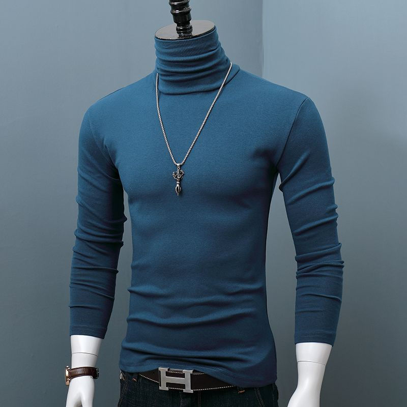 Thumbnail: Men's Dark Red Turtleneck Long Sleeve Stretch Tee