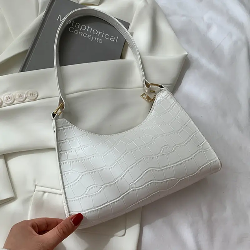 Thumbnail: Retro Crocodile Pattern PU Leather Shoulder Bag for Women