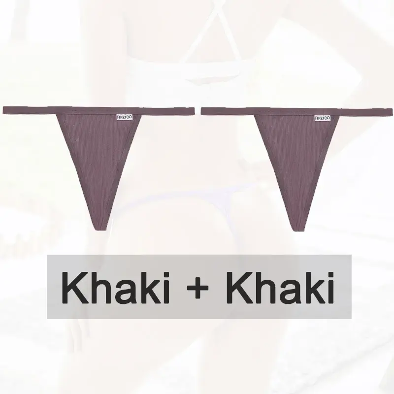Thumbnail: 2Pcs Cotton G-String T-Back Panties Women’s Sexy Thong Underwear Set