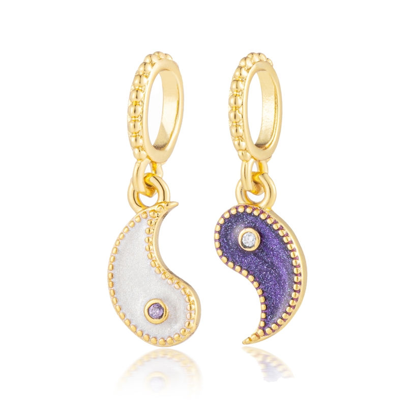 Thumbnail: Sparkling Gold Plated Charm Beads for Silver Bracelet Elegant Jewelry Accessory