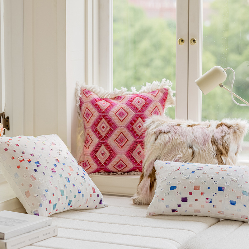 Thumbnail: Red Bohemian Woven Jacquard Cushion Pillow Cover