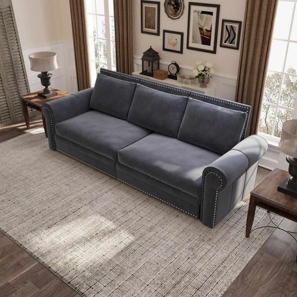 Thumbnail: Chesterfield Velvet Pull-Out Sofa Bed, 3-in-1 Convertible Sleeper