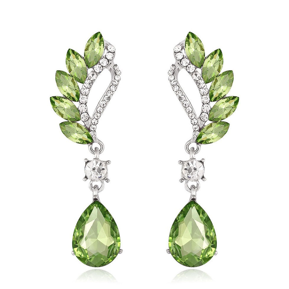 Thumbnail: Blue & White Water Drop Crystal Earrings for Women – Rhinestone Zircon Pendant