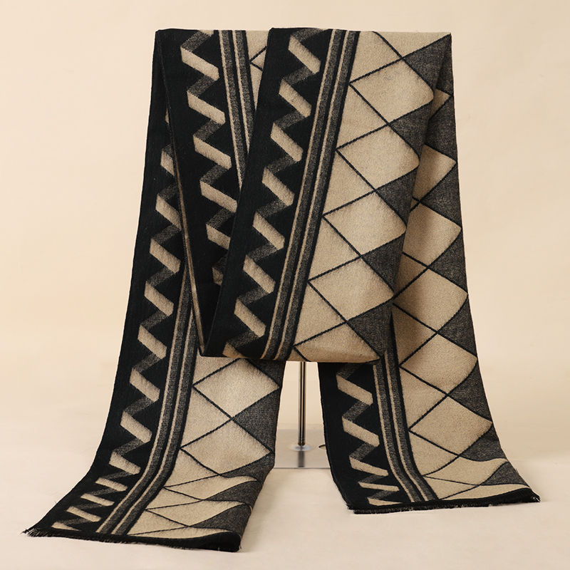 Thumbnail: Mens Classic Plaid Winter Scarf Soft Cashmere Wool Blend Warm Fashion Accessory