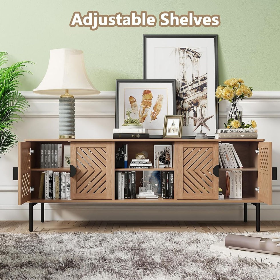 Thumbnail: 63" TV Stand – Modern Console with 2-Layer Shelves & Cabinets for Living Room