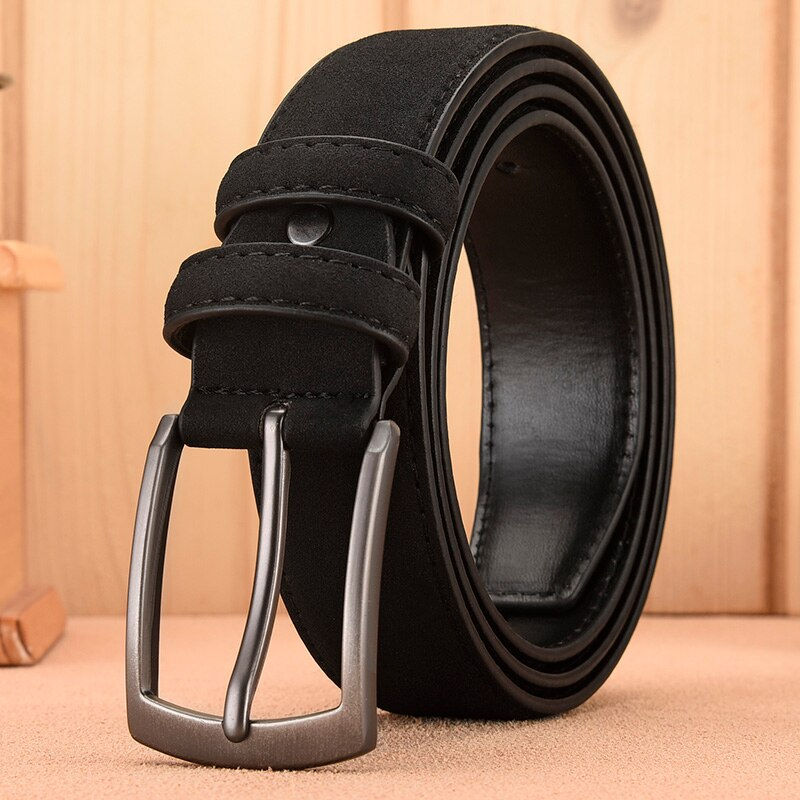 Thumbnail: Retro Suede Men's Belt with Alloy Buckle – Large Size Casual Style