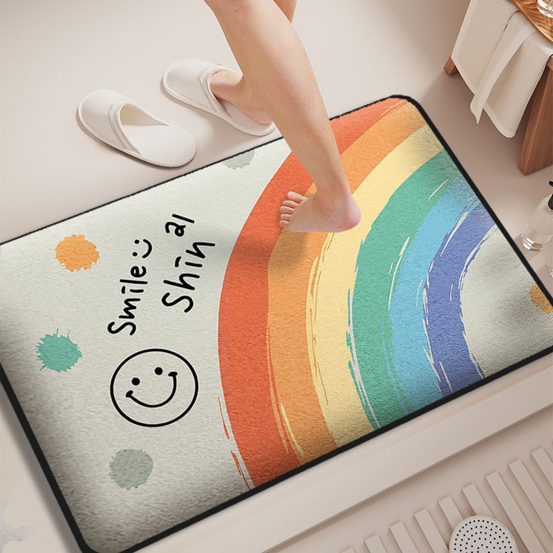 Thumbnail: Thickened Polyester Bathroom Mat – Non-Slip, Absorbent, Soft Toilet Floor Rug