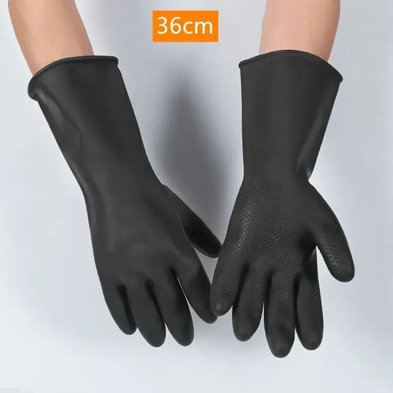 Thumbnail: Lengthened Heavy-Duty Rubber Work Gloves for Chemical & Oil Resistance