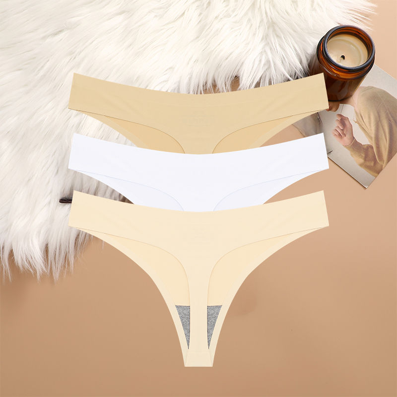 Thumbnail: 3pcs Women’s Seamless Low-Rise G-String Thong Panties Underwear Set