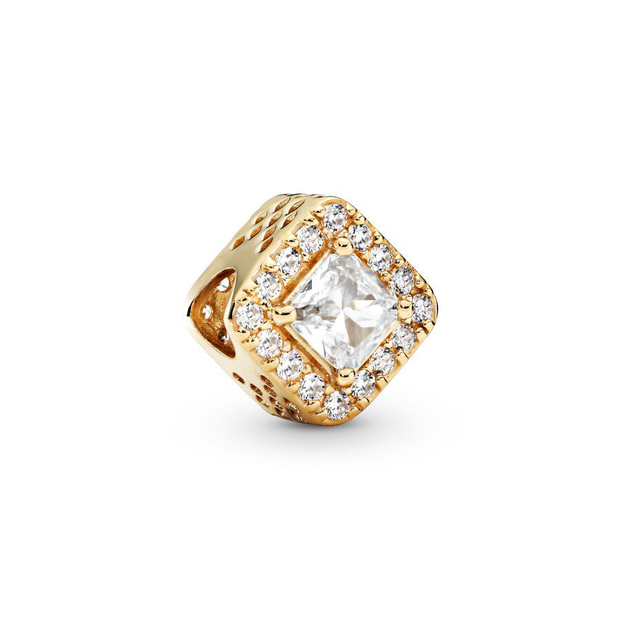 Thumbnail: Golden Clip Safety Chain Spacer Sparkling Heart Fit 925 Sterling Silver
