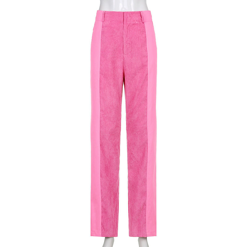 Thumbnail: Vintage 90s Corduroy Patchwork High Waist Straight Pants Y2K Streetwear