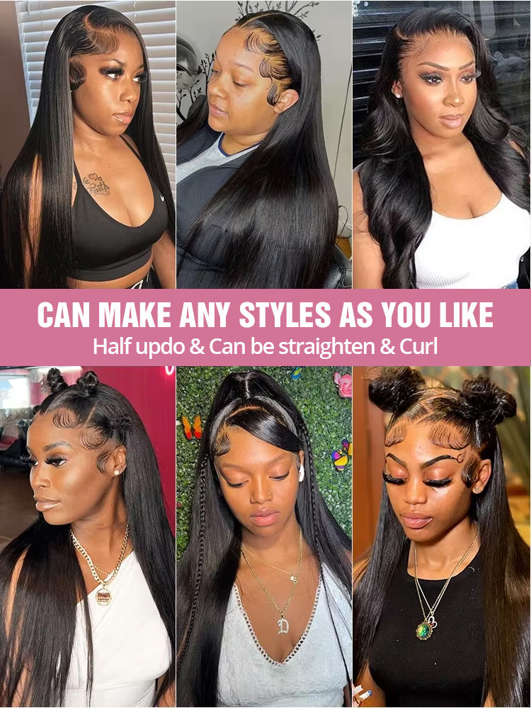 Thumbnail: Bone Straight Wig – 7x5/13x4 Glueless HD Lace, 30–40 Inch Brazilian Human Hair