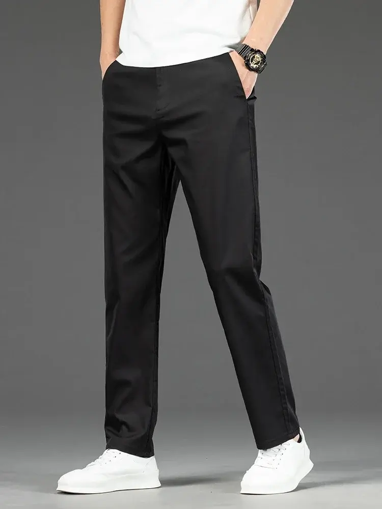 Thumbnail: Thin Men Bamboo Summer Pants – High Quality Stretch Smart Casual Trousers