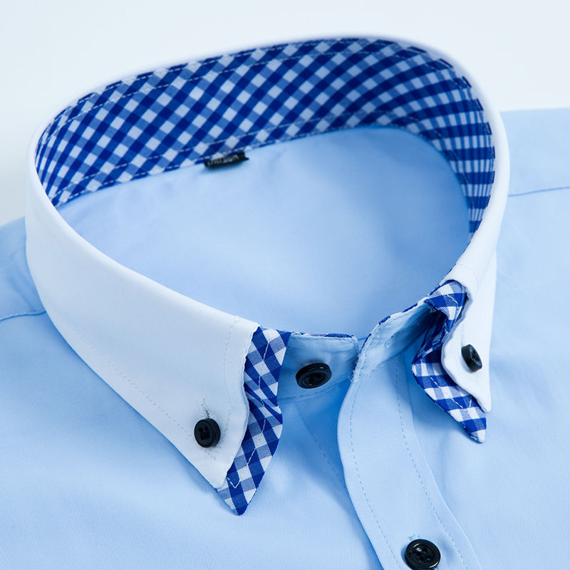 Thumbnail: Men's Non-Iron Double Layer Dress Shirt – Formal Long Sleeve Tuxedo Style