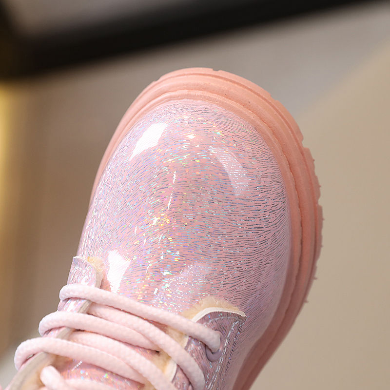 Thumbnail: Toddler Girls Winter Boots with Glitter Finish and Non Slip Chunky Zipper Design