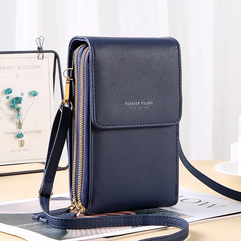 Thumbnail: Soft Leather Touchscreen Mobile Wallet Shoulder Crossbody Bag Women