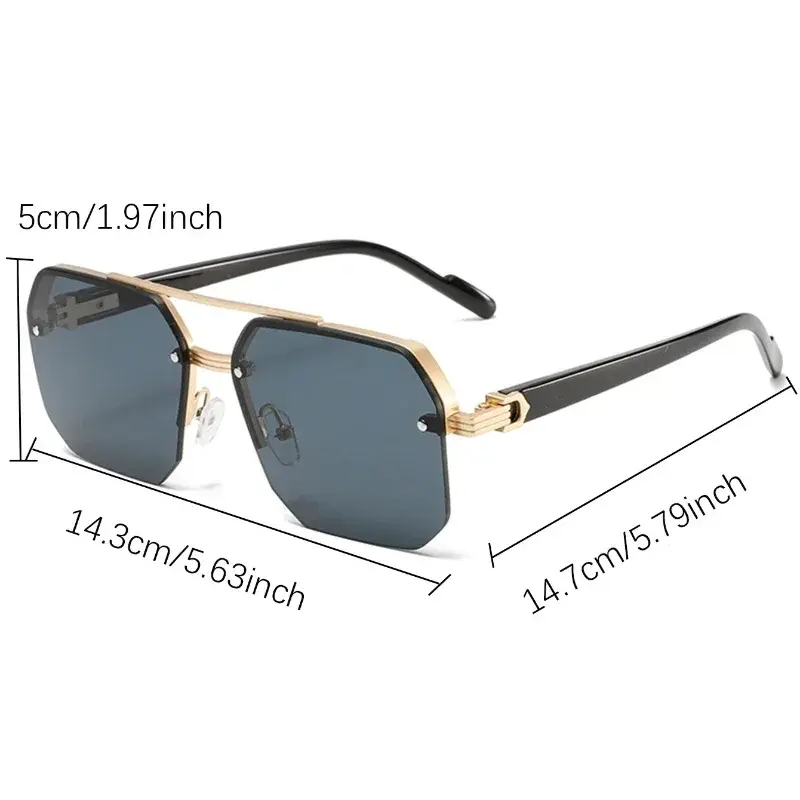 Thumbnail: Oversized Semi-Rimless Gradient Sunglasses for Men and Women
