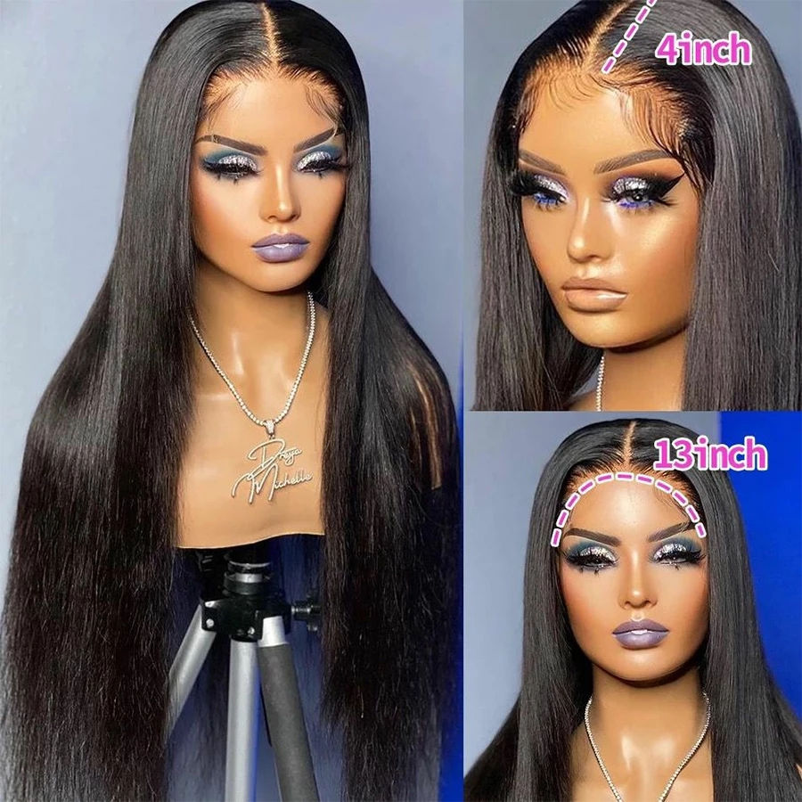 Thumbnail: 30–40 Inch Bone Straight Brazilian HD Lace Frontal Wig – Pre-Plucked