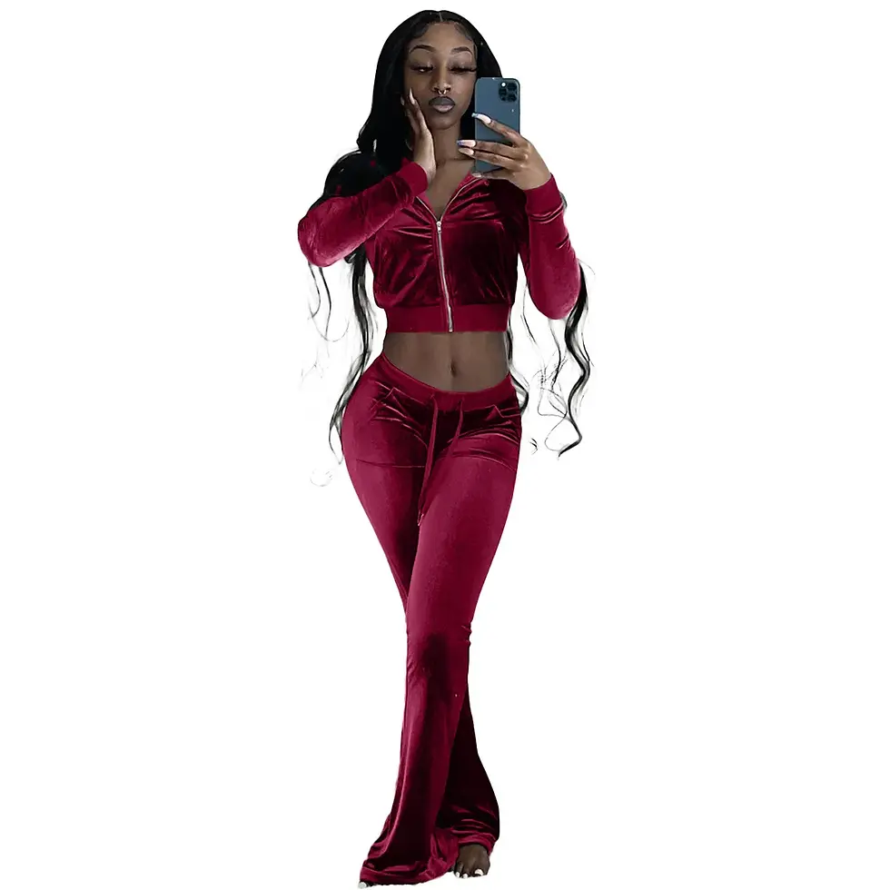 Thumbnail: Long Sleeve Crop Top Jogger Two Piece Sweatsuit Set Luxury Fall Tracksuit