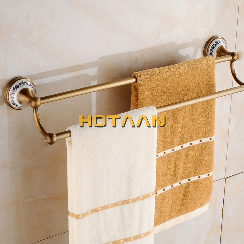 Thumbnail: HOTAAN Antique Brass Bathroom Accessories Set – Ceramic & Metal Finish