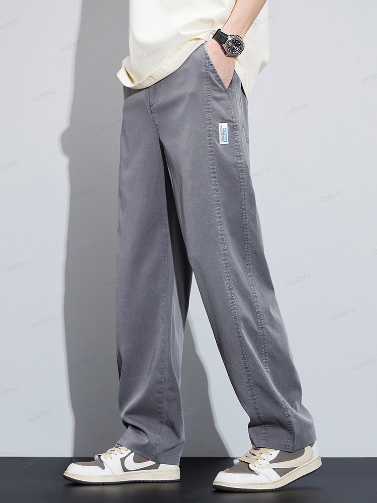 Thumbnail: Men’s Ultrathin Lyocell Blend Casual Pants, Loose Straight Fit