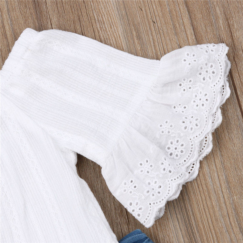 Thumbnail: Lamuusaa Off-Shoulder Lace Top Set – Spring Fashion Outfit for Baby Girls (1–6Y)