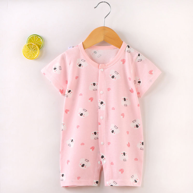 Thumbnail: Unisex Cotton Baby Bodysuit – Short Sleeve Summer Romper with Letter Print