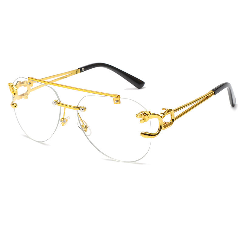 Thumbnail: New Rimless Sunglasses Pilot Fashion Metal Frame Women Men Large Round Sun Glass