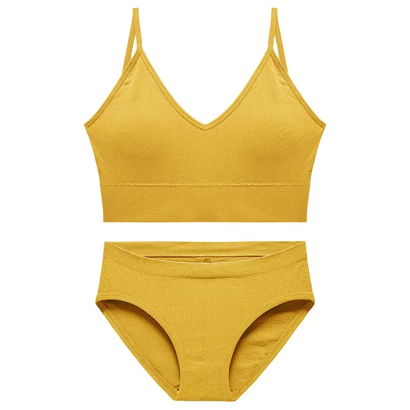 Thumbnail: Women Seamless Bra & Brief Set with Spaghetti Straps Plus Size