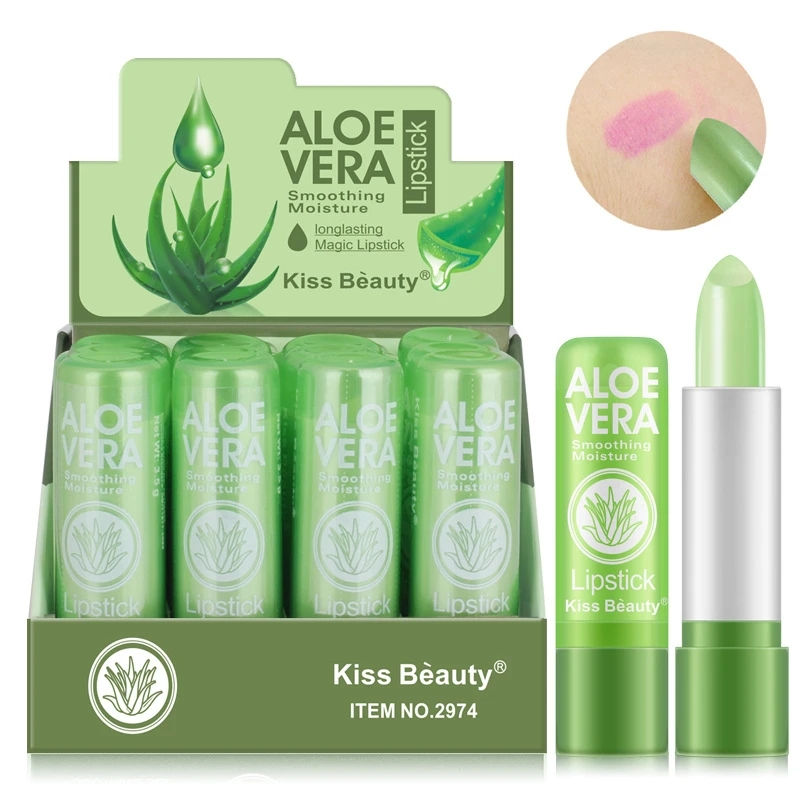 12 Piece Color Changing Aloe Vera Lip Balm Set Moisturizing Long Lasting Makeup