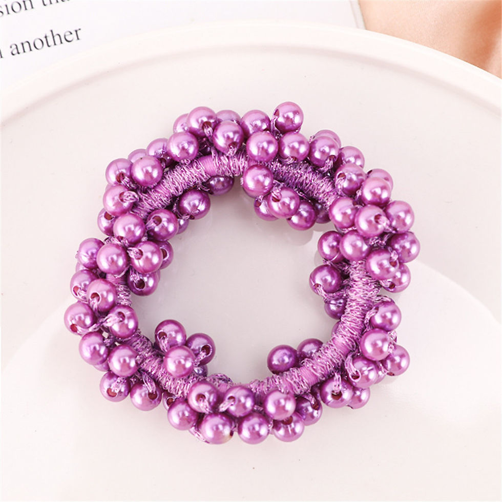 Thumbnail: Crystal Pearl Boho Hair Ties – Elastic Scrunchies with Beads for Women