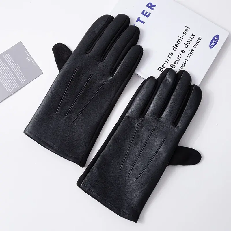 Windproof Touchscreen Leather Gloves for Men – Winter Thermal Business Wear