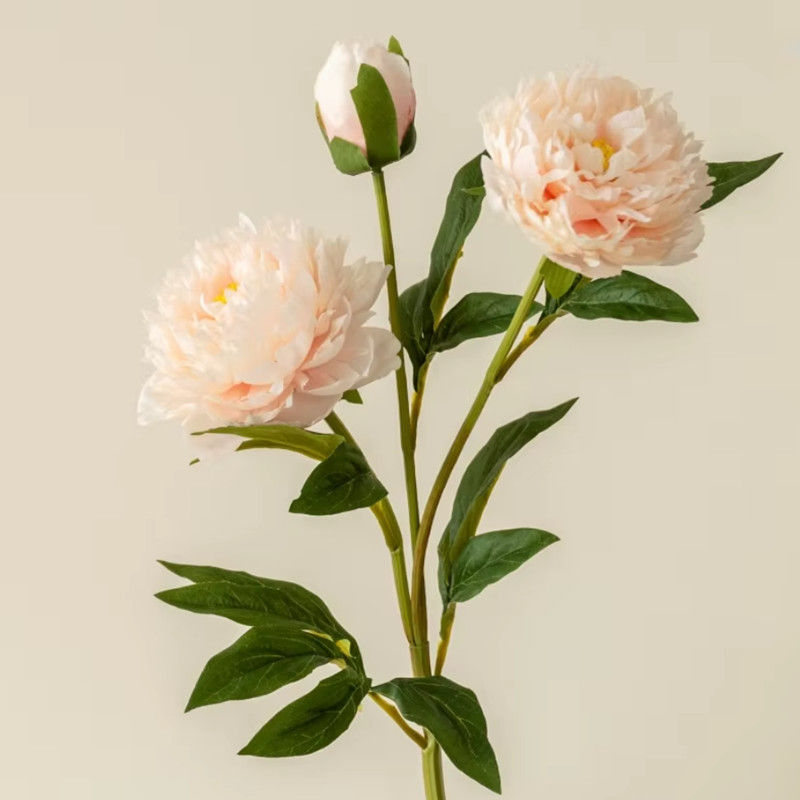 Thumbnail: Artificial Peony Flower Branch – 3 Silk Bloom Stems for Wedding and Home Décor