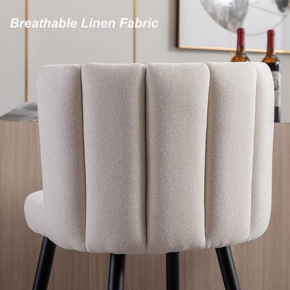 Thumbnail: Set of 2 Linen Fabric Bar Stools–30" Bar Height Chairs with Upholstered Backrest