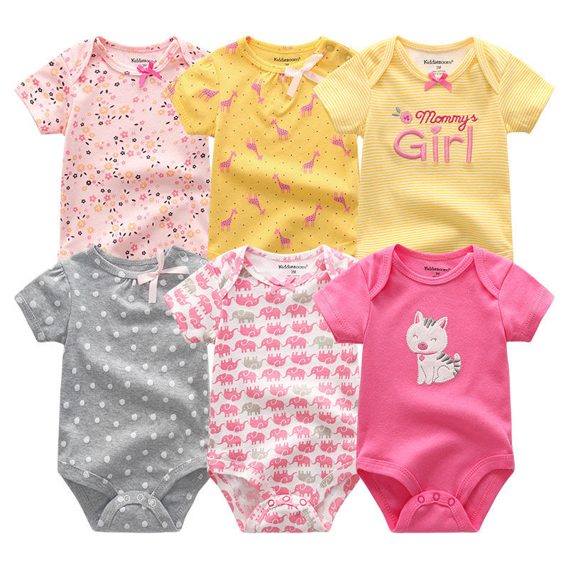 Thumbnail: 6pcs Baby Bodysuit Set – Short Sleeve Cotton for Summer Wear