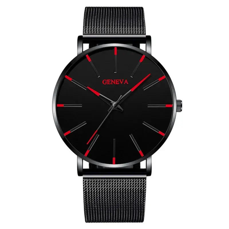 Thumbnail: Minimalist Men's Quartz Watch – Ultra Thin, Mesh Strap, Blue Dial