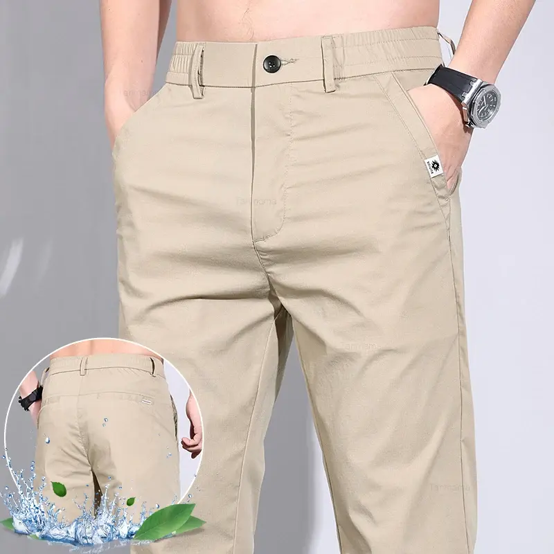 Ultra-thin Elastic Men's Casual Pants – 2024 Summer Ice Silk Cotton Fashion Slim