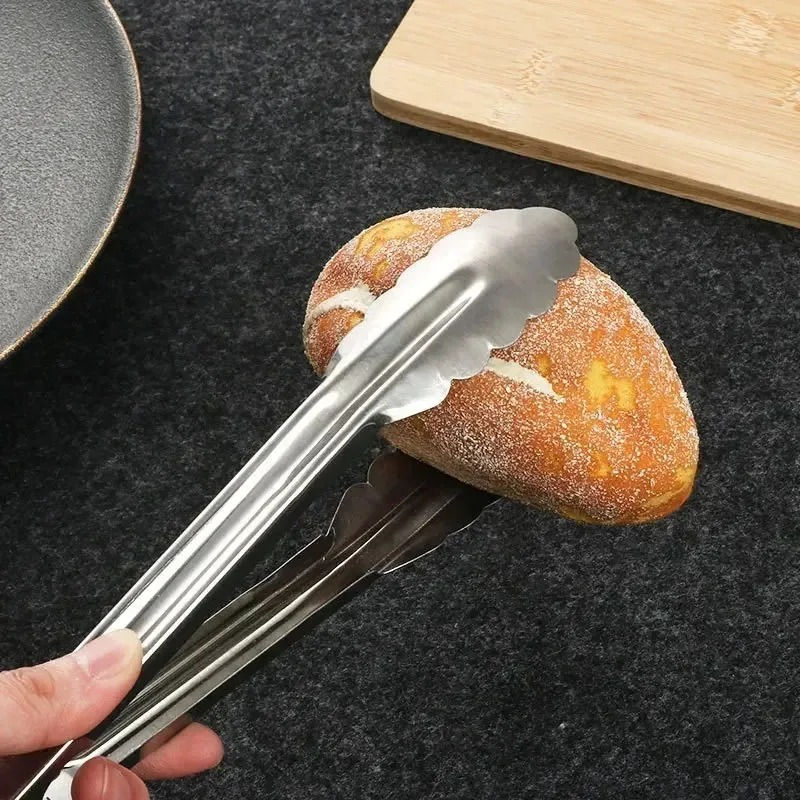 Thumbnail: Stainless Steel Kitchen Food Tongs for BBQ Steak Fish Bread Salad and Fruit