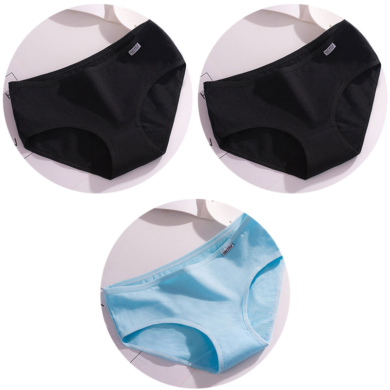 Thumbnail: 3Pcs/Set Candy Color Underwear Womens Comfortable High-quality Cotton Panties