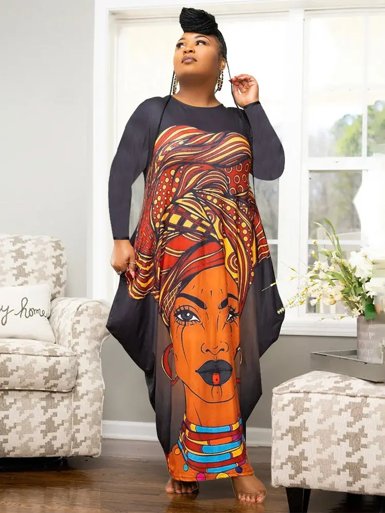 Thumbnail: Plus Size Women Pint Pockets Casual Elegant Casual Maxi Draped Dress